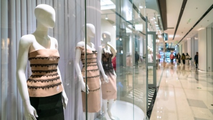 Clothing showcase in the shopping mall