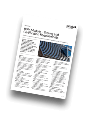 Building Integrated Photovoltaic (BIPV) Product Testing & Certification | Fact Sheet