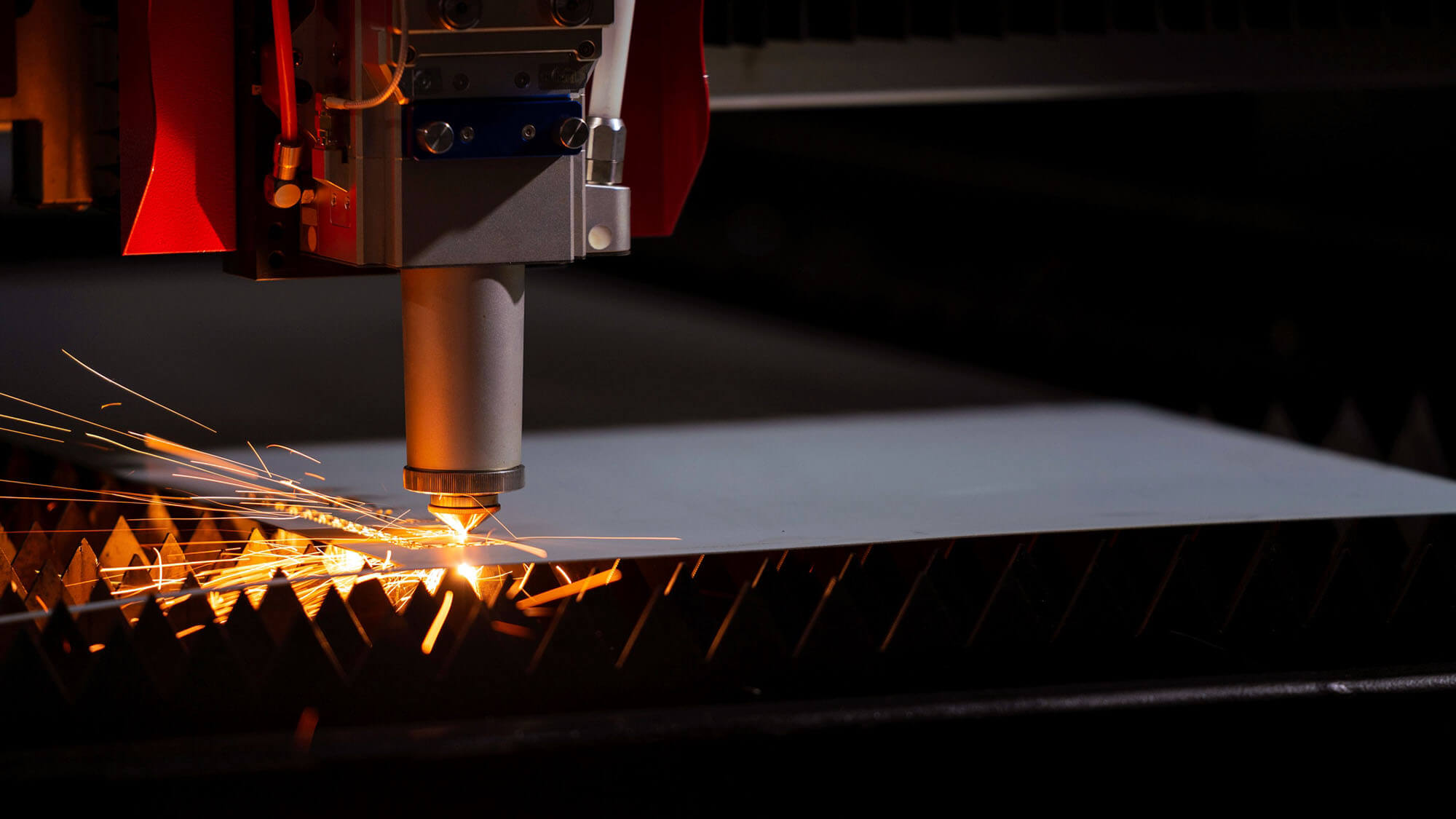 Image of cutting metal with plasma laser