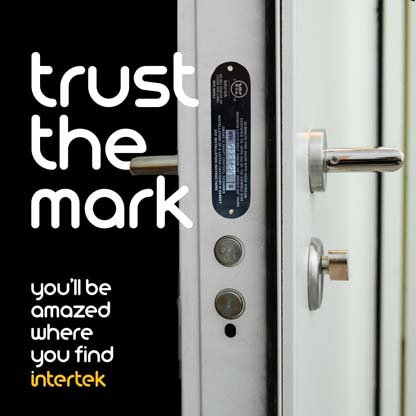 The edge of a door showing the security hardware